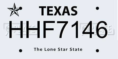 HHF7146 Texas License Plate