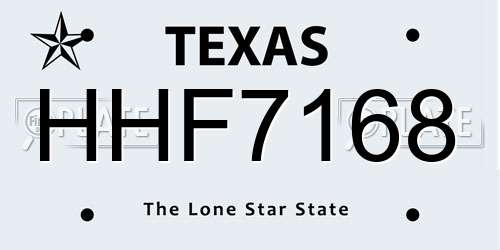 HHF7168 Texas License Plate