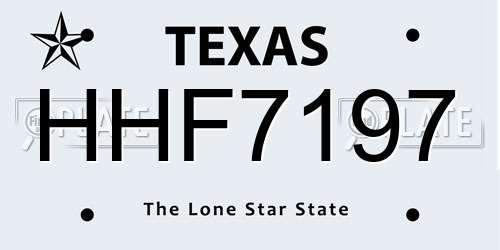 HHF7197 Texas License Plate