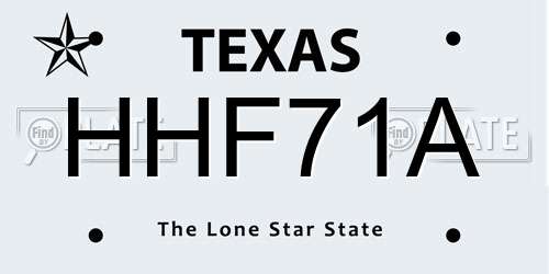 HHF71A Texas License Plate
