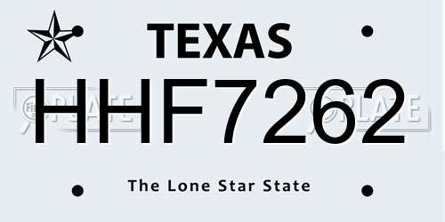 HHF7262 Texas License Plate