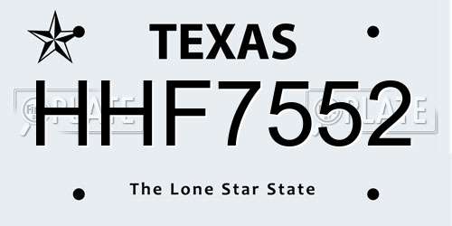 HHF7552 Texas License Plate