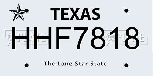 HHF7818 Texas License Plate
