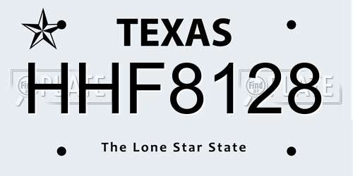 HHF8128 Texas License Plate