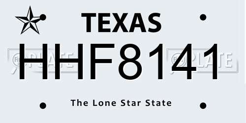 HHF8141 Texas License Plate