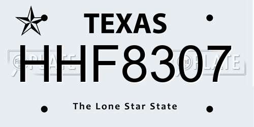HHF8307 Texas License Plate