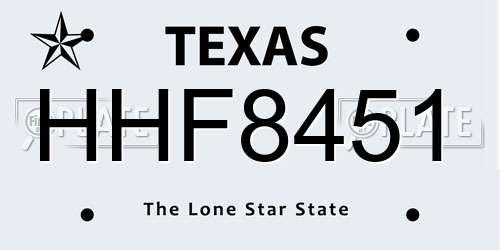 HHF8451 Texas License Plate