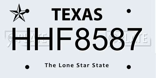 HHF8587 Texas License Plate