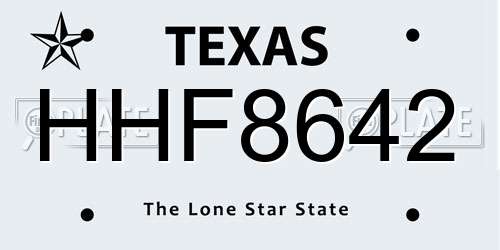 HHF8642 Texas License Plate