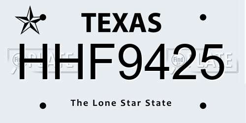 HHF9425 Texas License Plate