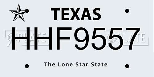 HHF9557 Texas License Plate