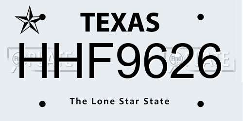 HHF9626 Texas License Plate
