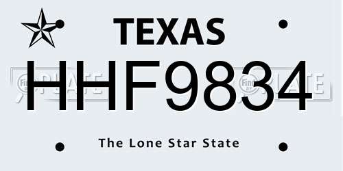 HHF9834 Texas License Plate