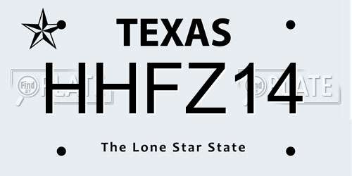HHFZ14 Texas License Plate