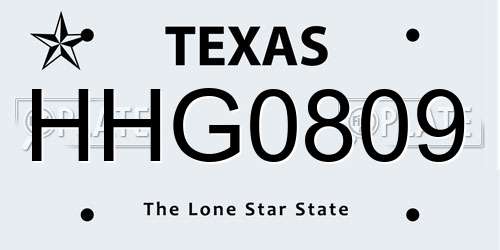 HHG0809 Texas License Plate