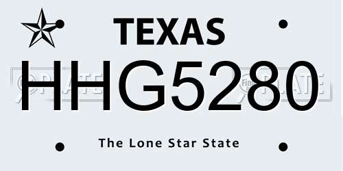 HHG5280 Texas License Plate
