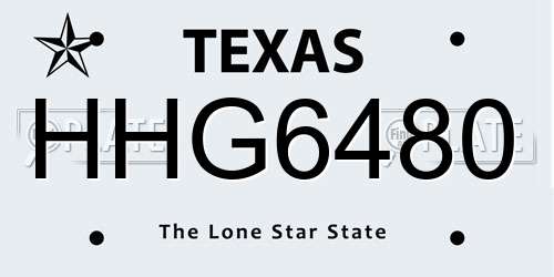 HHG6480 Texas License Plate