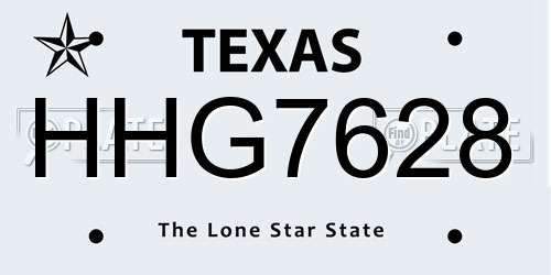 HHG7628 Texas License Plate