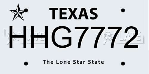 HHG7772 Texas License Plate
