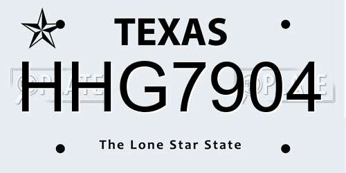 HHG7904 Texas License Plate