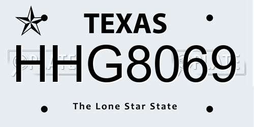 HHG8069 Texas License Plate