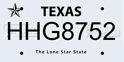 HHG8752 Texas License Plate