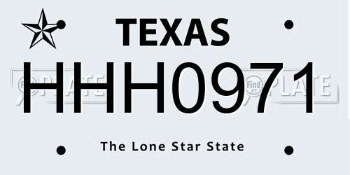 HHH0971 Texas License Plate