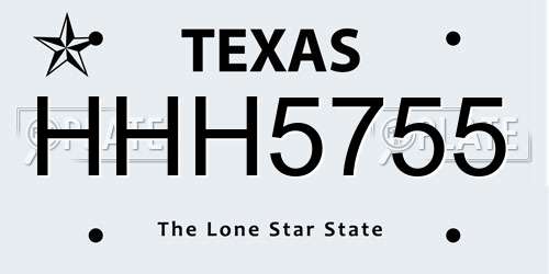 HHH5755 Texas License Plate