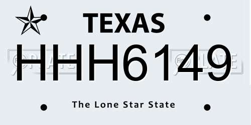 HHH6149 Texas License Plate