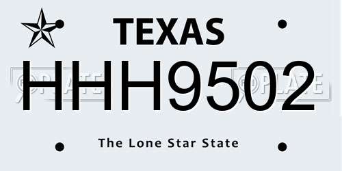 HHH9502 Texas License Plate