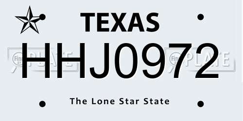 HHJ0972 Texas License Plate
