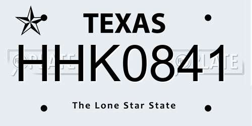 HHK0841 Texas License Plate