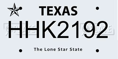 HHK2192 Texas License Plate