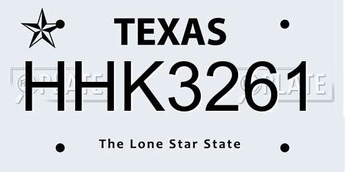 HHK3261 Texas License Plate