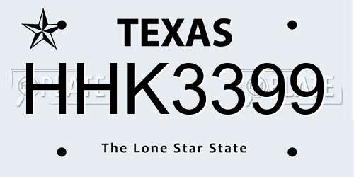 HHK3399 Texas License Plate