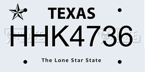 HHK4736 Texas License Plate