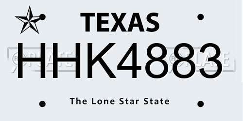HHK4883 Texas License Plate