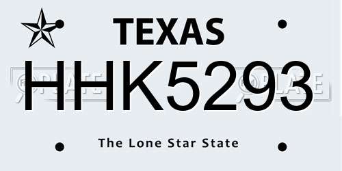 HHK5293 Texas License Plate