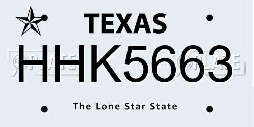 HHK5663 Texas License Plate