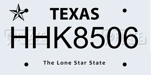 HHK8506 Texas License Plate