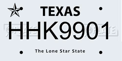 HHK9901 Texas License Plate