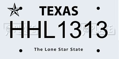 HHL1313 Texas License Plate