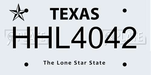 HHL4042 Texas License Plate