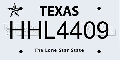 HHL4409 Texas License Plate