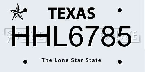 HHL6785 Texas License Plate