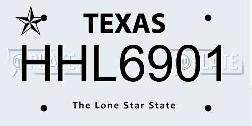 HHL6901 Texas License Plate