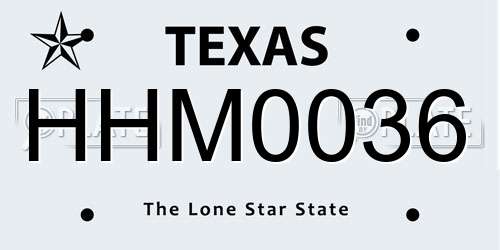 HHM0036 Texas License Plate