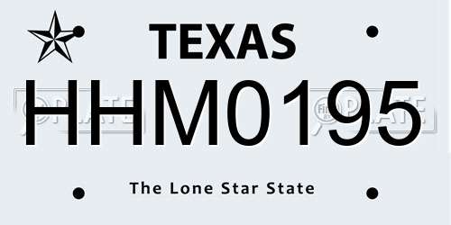 HHM0195 Texas License Plate