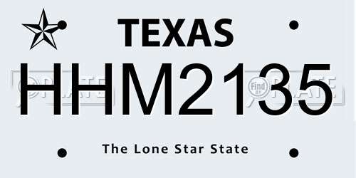 HHM2135 Texas License Plate