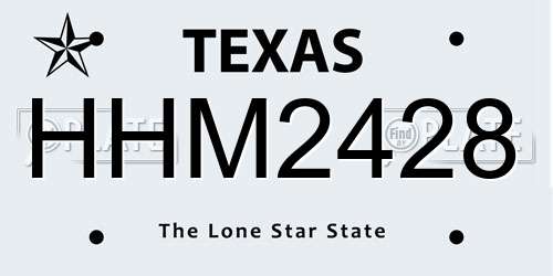 HHM2428 Texas License Plate
